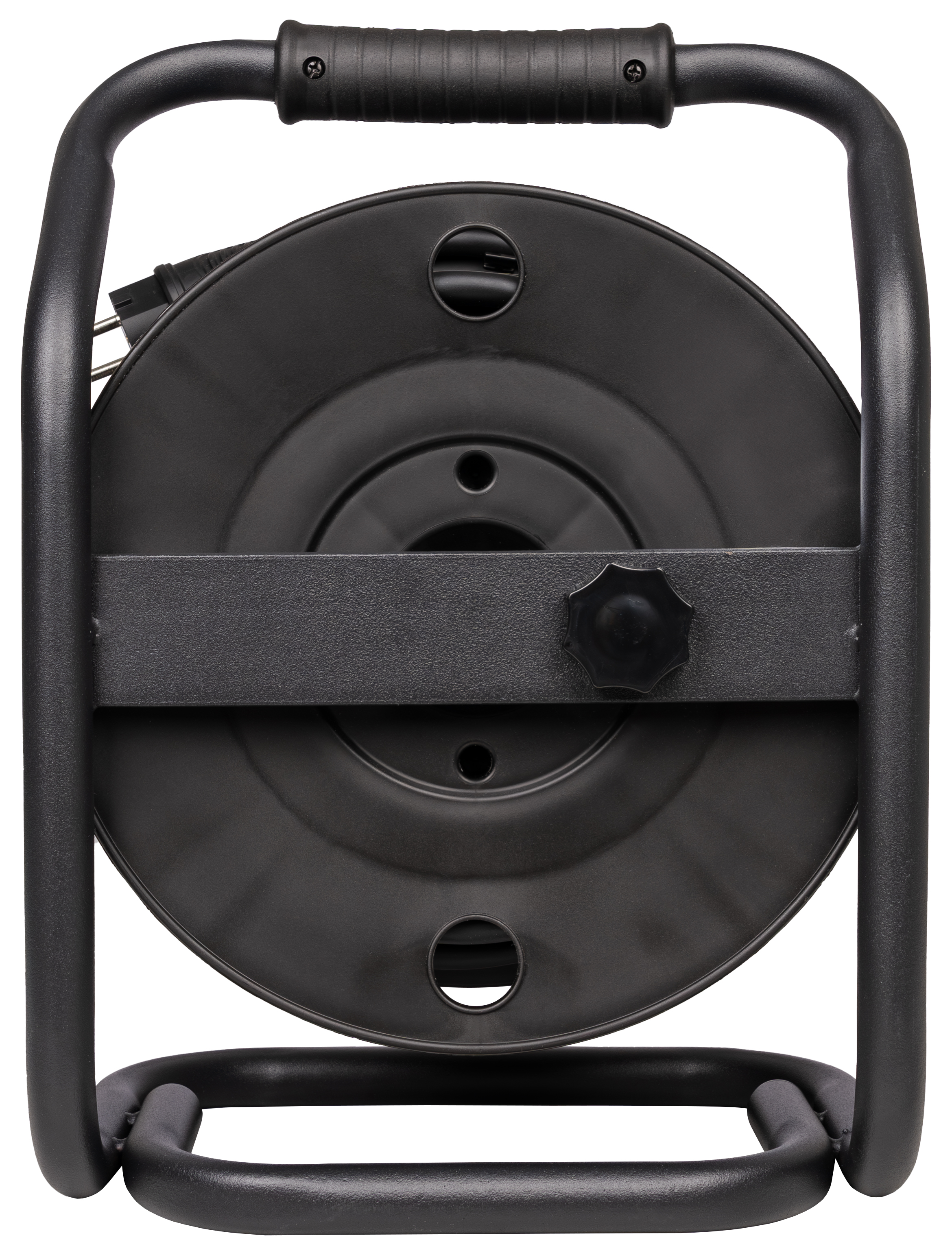 Kabeltrommel, schwarz, 40 m, 4x Schutzkontakt-Steckdose, H07RN-F 3G2,5 mm², mit Klappdeckel, Target
