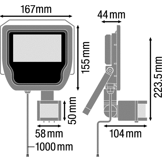 LED-Fluter mit Sensor - 3000 20 W schwarz warmweiß 830
