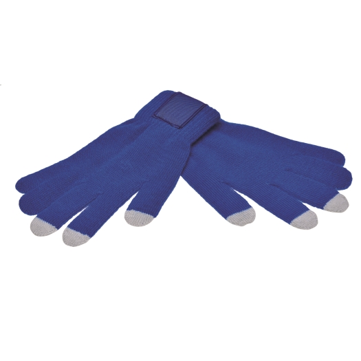 Strick-Handschuhe mit Touchscreen-Fingern, blau/grau, Größe XL/XXL