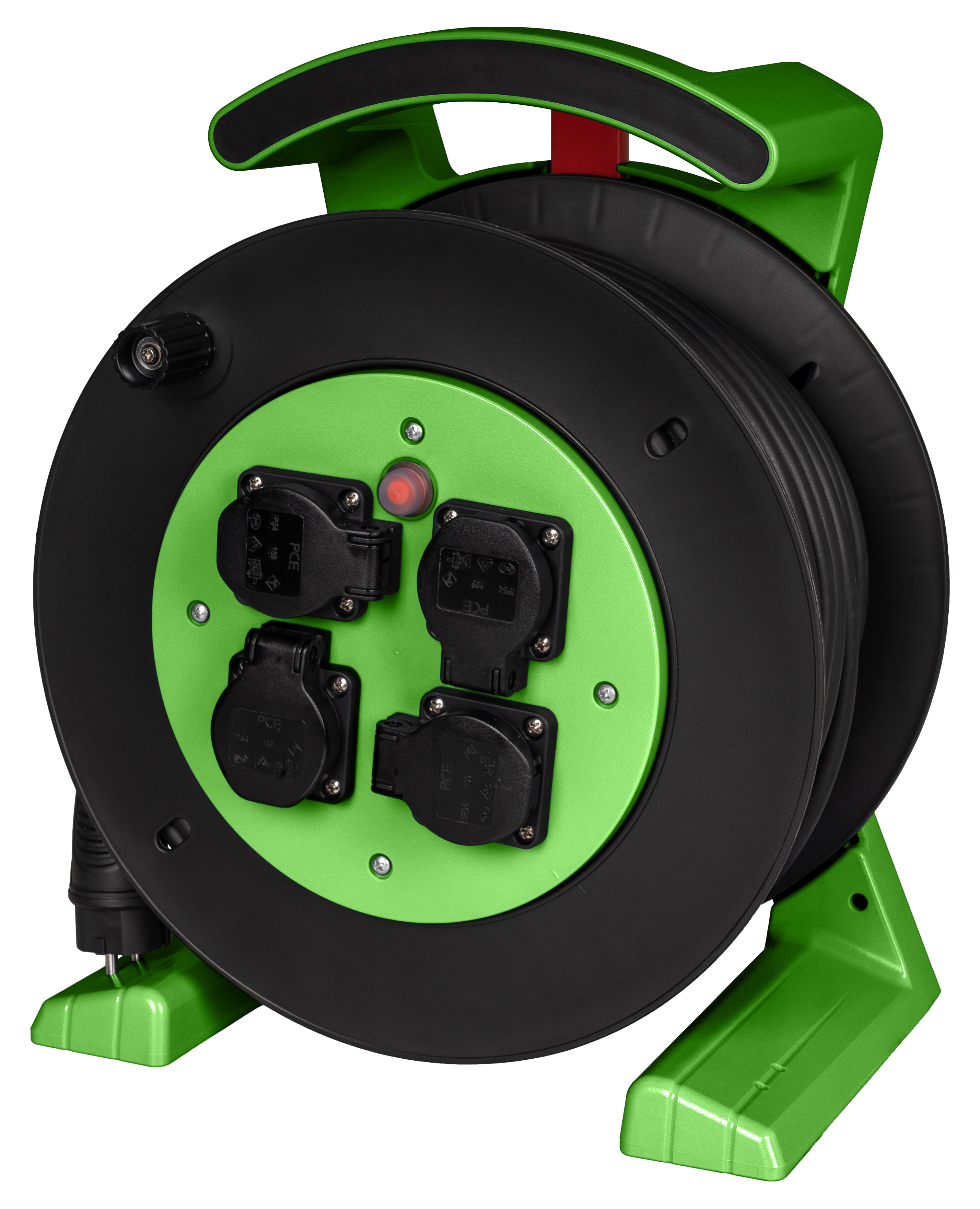 Kabeltrommel grün-schwarz, 4 x Schutzkontakt-Steckdose, H07RN-F 3 G 2,5 mm², 40 m JUMBO L 2.0