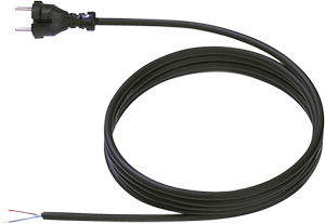 Zuleitung mit Konturenstecker Gummi 24G, Anschlussleitung für Elektrowerkzeuge schwarz, Länge 5,0m H