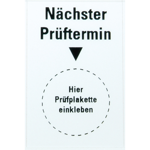 Kabelkennzeichnung "NÄCHSTER PRÜFTERMIN" Grundplakette, Bogen mit 8 Plaketten
