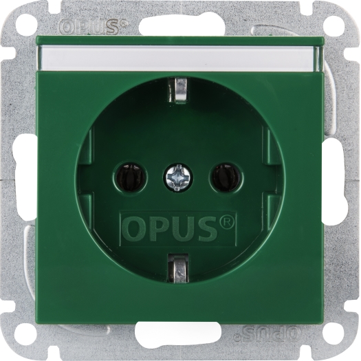 Schutzkontakt-Steckdose Premium mit Beschriftungsfeld, grün OPUS 55