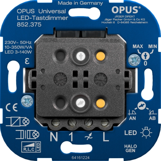 Universal LED Tastdimmer für LED-, Glüh- und Halogenlampen OPUS