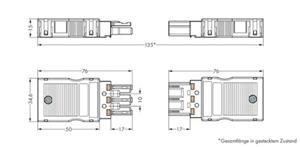 Stecker mit Zugentlastungsplattesgehäuse 3-polig Rastermaß 10 mm 100 % fehlsteckgeschützt 4 mm² schw