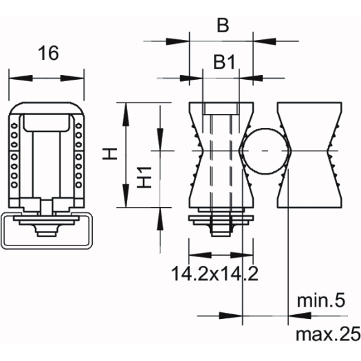 Reihenschelle mit Schlitzschraube 5-25mm, PS, lichtgrau, RAL 7035