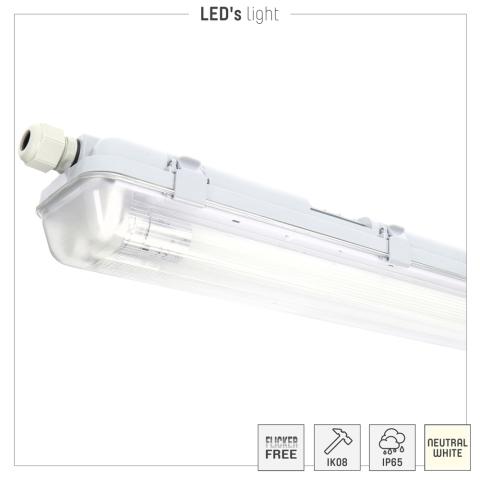 LED-FR-Wannenleuchte IP65, 1x7,5 W, 1.125 lm, 4.000 K, 240 V, 655x69x90 mm, inkl. Leuchtmittel