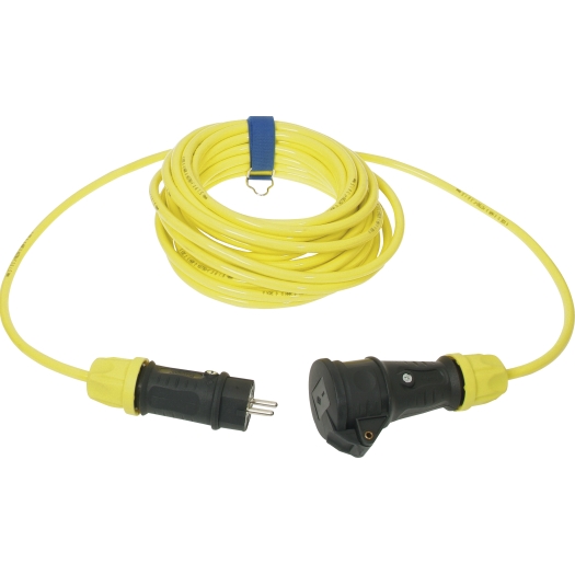 Schutzkontakt-Verlängerung  H07BQ-F 3 G 2,5 mm², 10 m, gelb mit Federklappdeckel SiRoX
