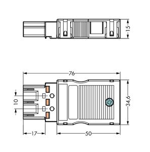 Stecker mit Zugentlastungsplattesgehäuse 3-polig Rastermaß 10 mm 100 % fehlsteckgeschützt 4 mm² schw