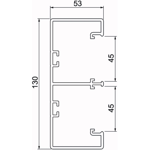 Geräteeinbaukanal Rapid 45-2 2-zügig 53x130x2000, PVC, reinweiß, RAL 9010