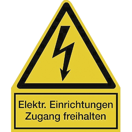 Aufkleber "Elektro-Blitz" mit Texthinweis Elektr. Einrichtung Zugang freihalten
