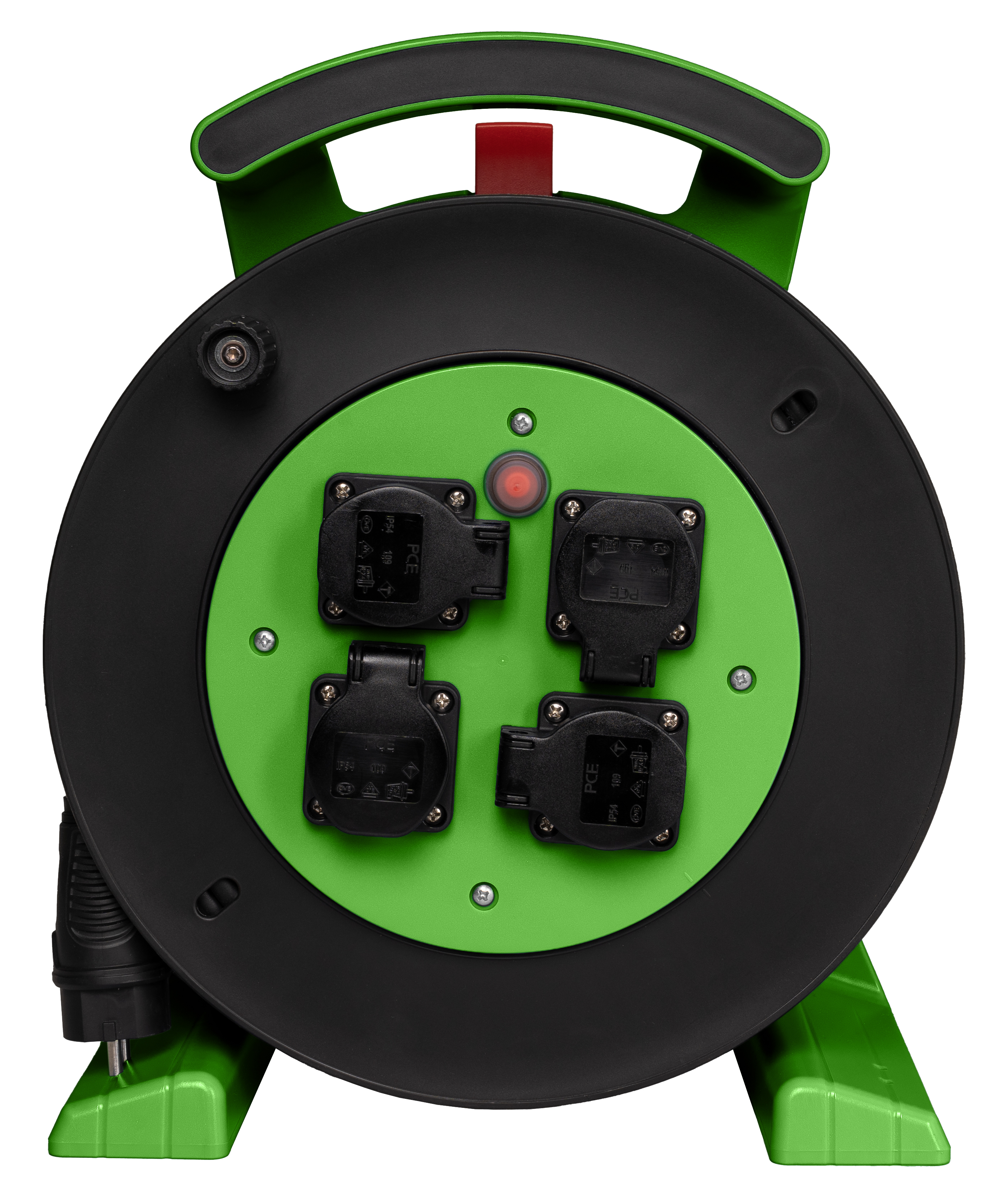Kabeltrommel grün-schwarz, 4 x Schutzkontakt-Steckdose, H07RN-F 3 G 1,5 mm², 40 m JUMBO L 2.0