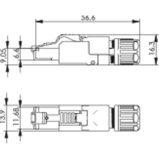 feldkonfektionierbarer RJ45-Steckverbinder MFP8 IE T568A Cat.6A(IEC), AWG24/1-AWG22/1, AWG27/7-AWG22