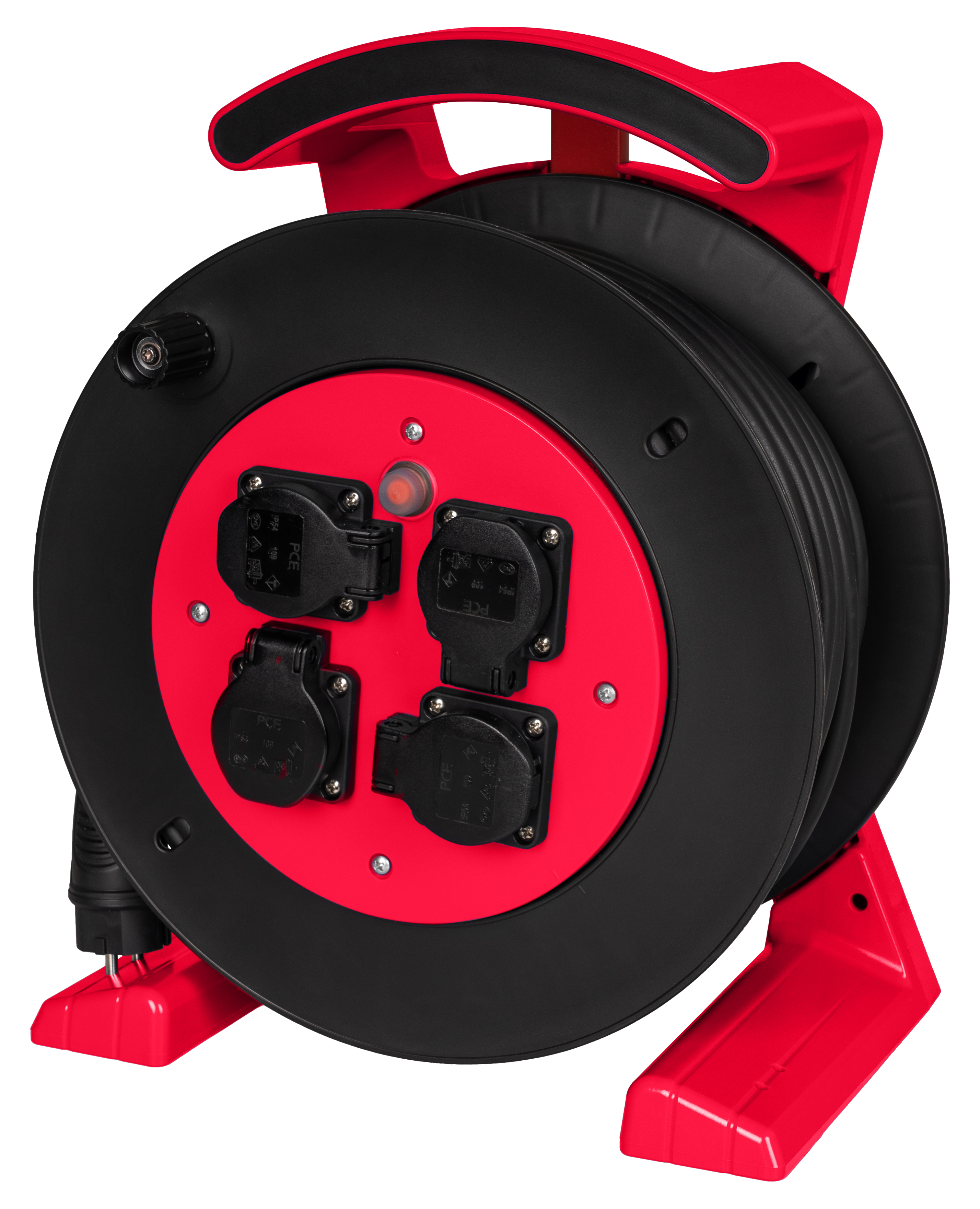 Kabeltrommel rot-schwarz, 4 x Schutzkontakt-Steckdose, H07RN-F 3 G 1,5 mm², 40 m JUMBO L 2.0