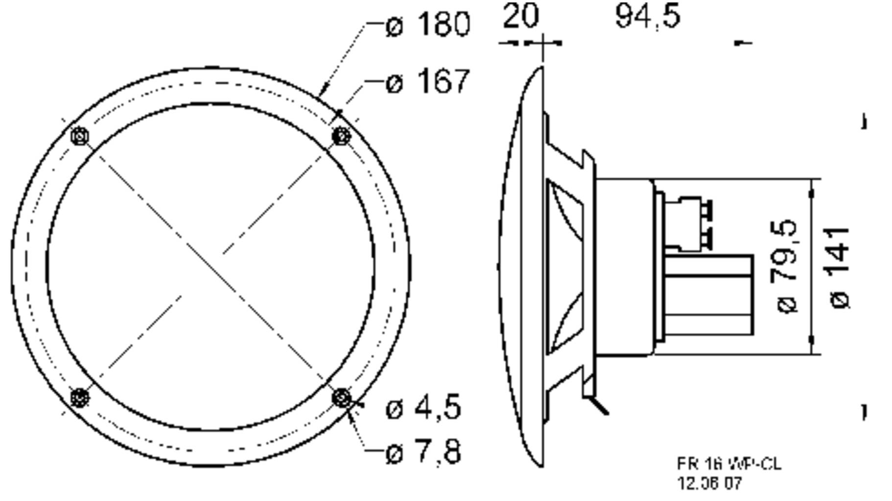 Feuchtraum-Breitbandlautsprecher 100 V Ø 16 cm, 100 V