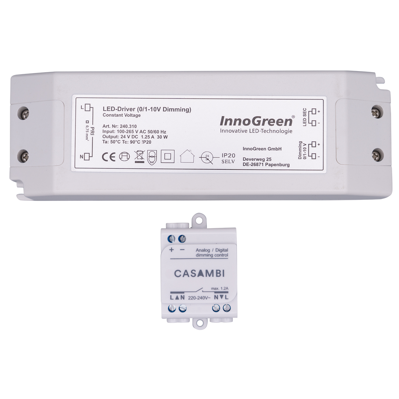 "Casambi" 0 - 10 V, inkl. LED-Treiber 24 V 30 W