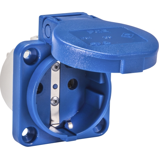 Schutzkontakt-Einbau-Steckdosen IP 54 blau (RAL 5017) rückwärtig, mit Steckklemmen 50 x 50 mm SiRoX