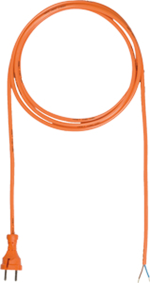 Zuleitung mit Konturenstecker Gummi 24G, PUR in orange, Länge 5,0m H05BQ-F 2x1.00