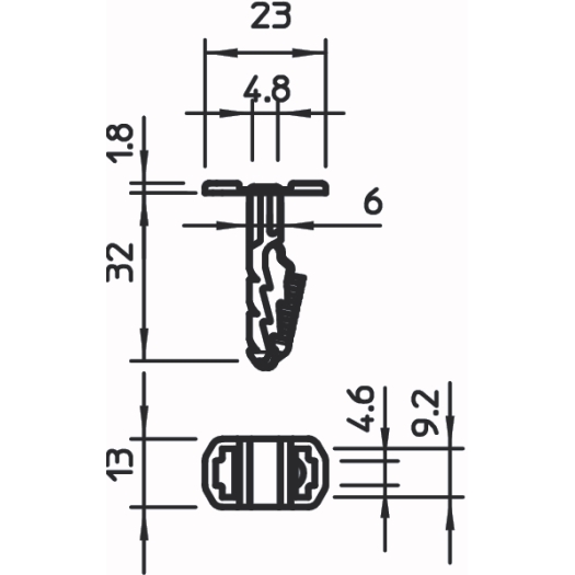 Steckdübel für Kabelbinder 6x30mm, PA, lichtgrau, RAL 7035