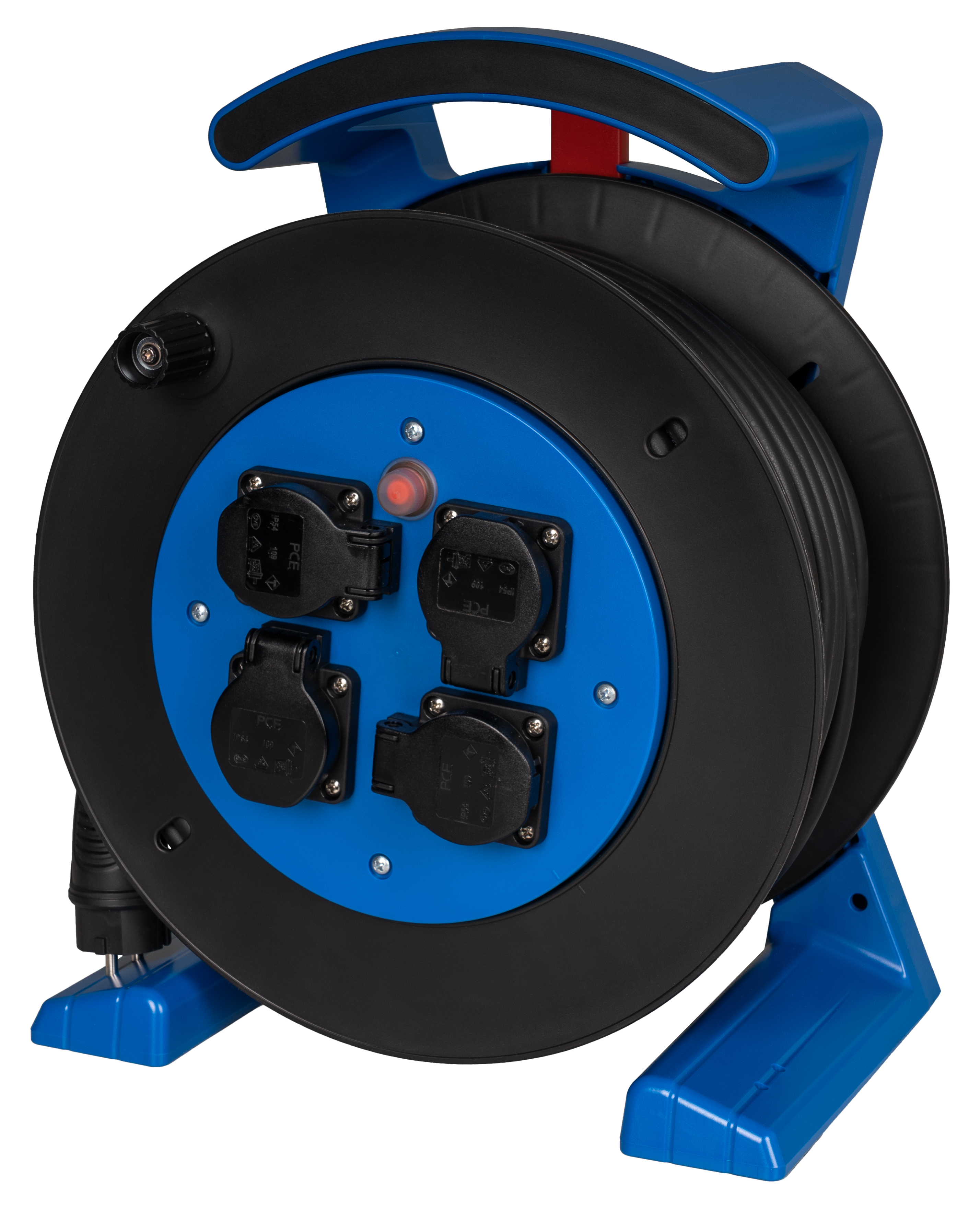 Kabeltrommel blau-schwarz, 4 x Schutzkontakt-Steckdose, H07RN-F 3 G 2,5 mm², 25 m JUMBO L 2.0