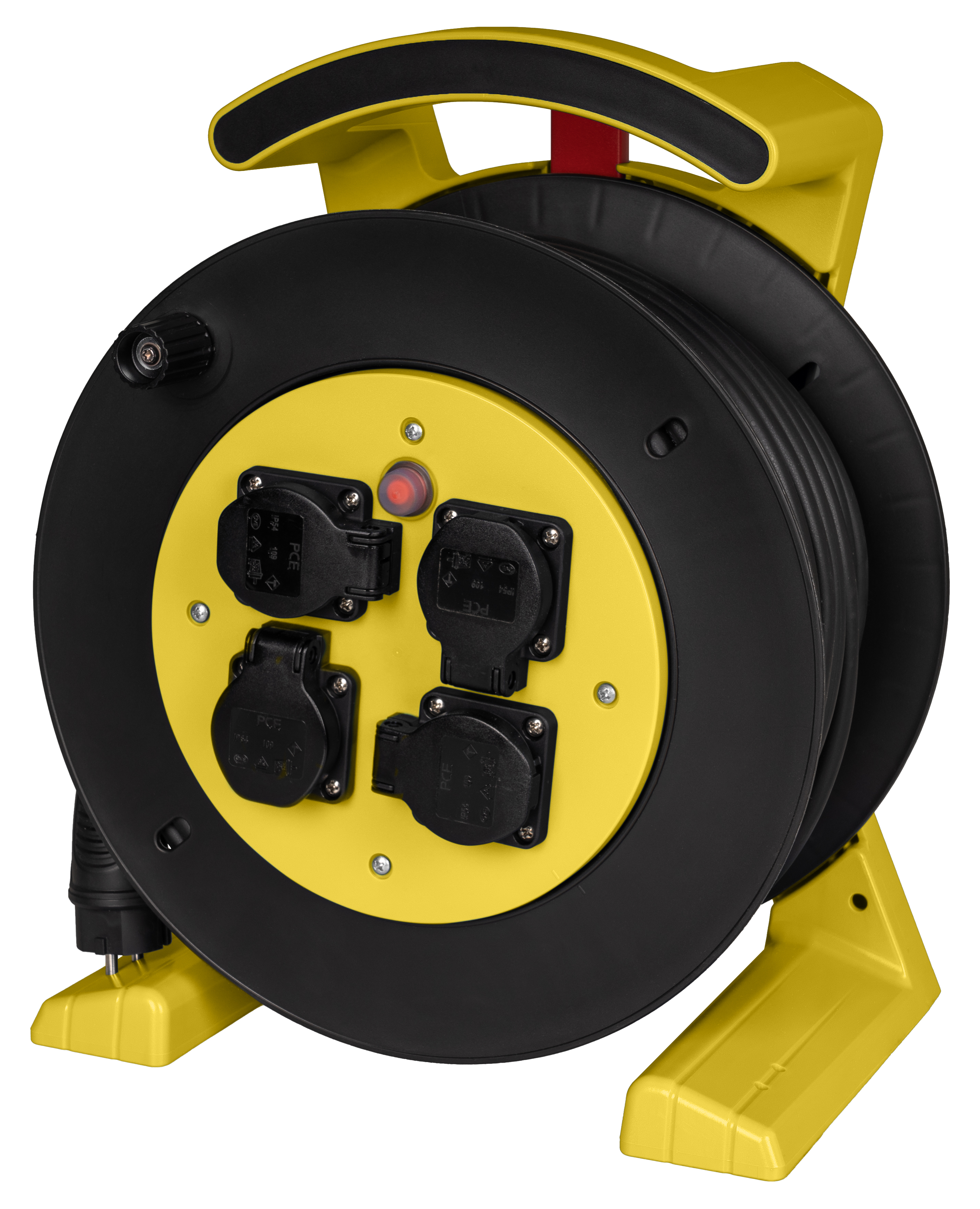 Kabeltrommel gelb-schwarz, 4 x Schutzkontakt-Steckdose, H07RN-F 3 G 2,5 mm², 25 m JUMBO L 2.0