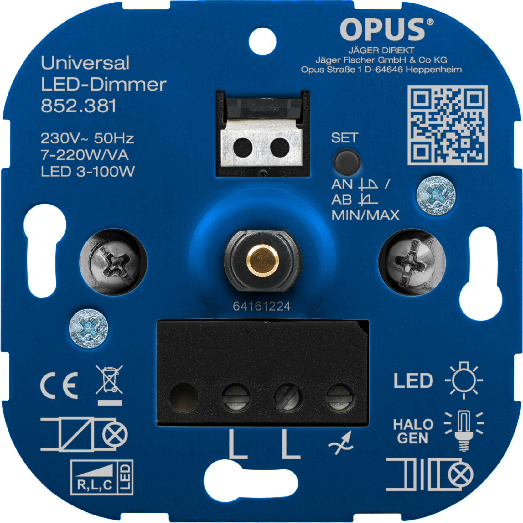 Universal-Dimmer für LED-, Glüh- und Halogenlampen Universal 7 - 220 VA / LED 3 - 100 W OPUS