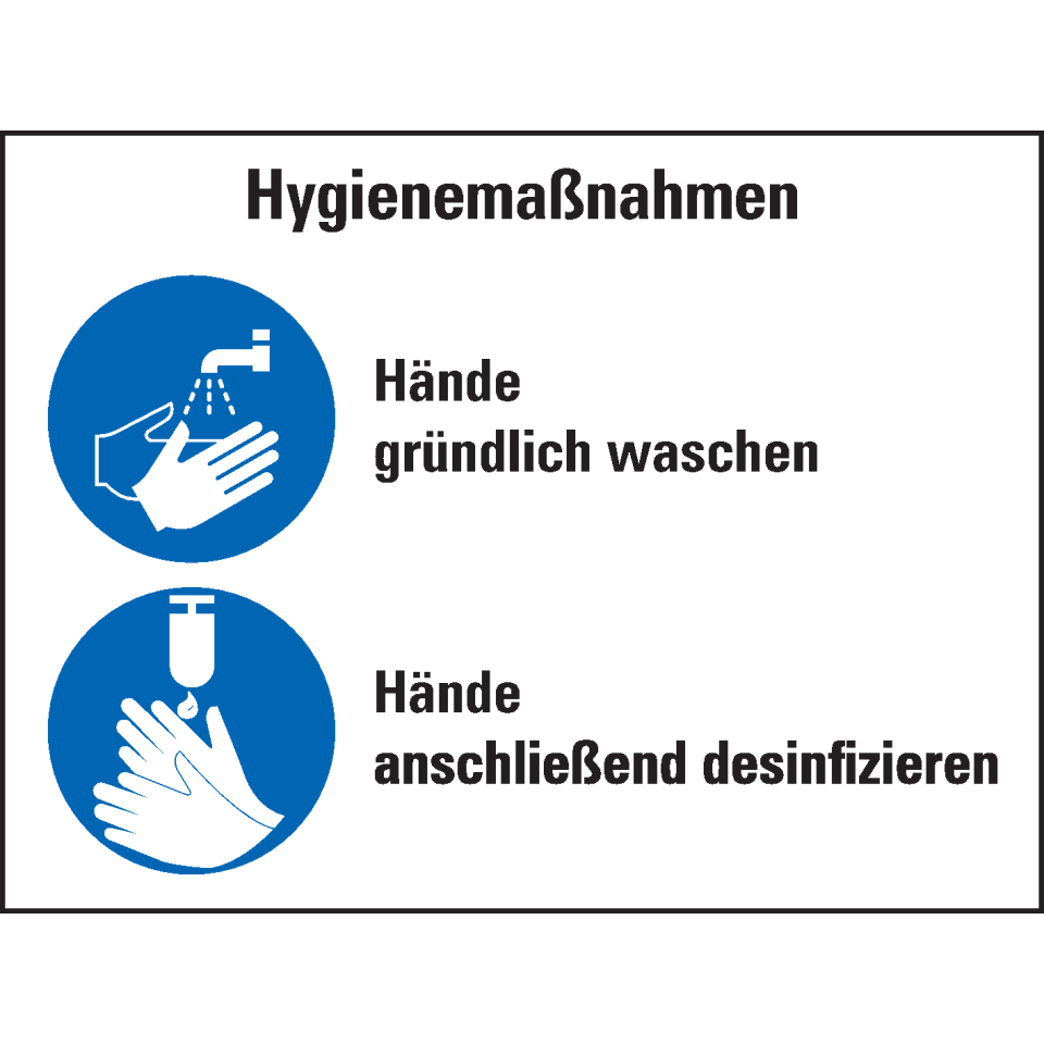 Kombischild Hygienemaßnahmen Hände waschen/desinfizieren, Ku