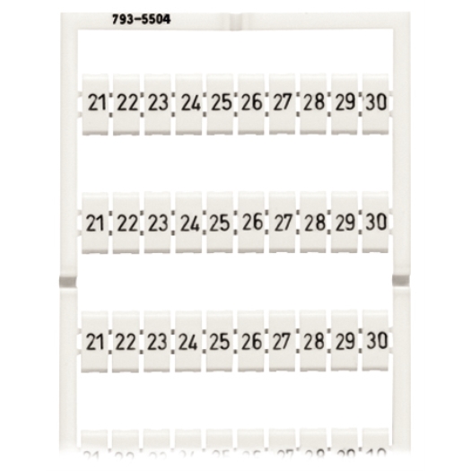 Beschriftungssystem für WAGO-Reihenklemmen 5 - 12 mm bedruckt 10 x 21 - 30