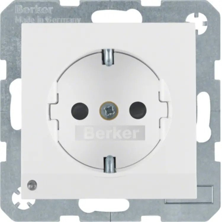 Steckdose Schutzkontakt mit LED-Orientierungslicht S.1/B.3/B.7 polarweiß, glänzend