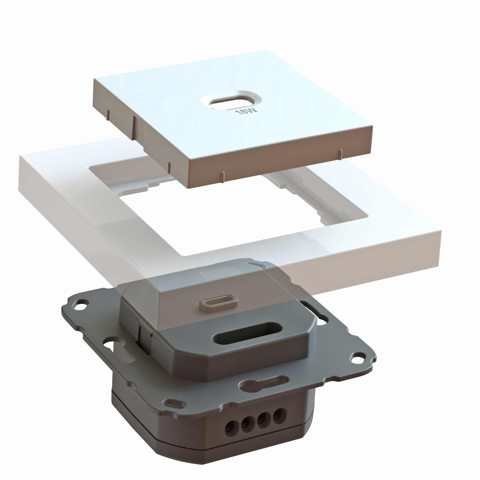 USB-C Unterputz-Lader Comfort, Power Delivery (PD), 18 W
