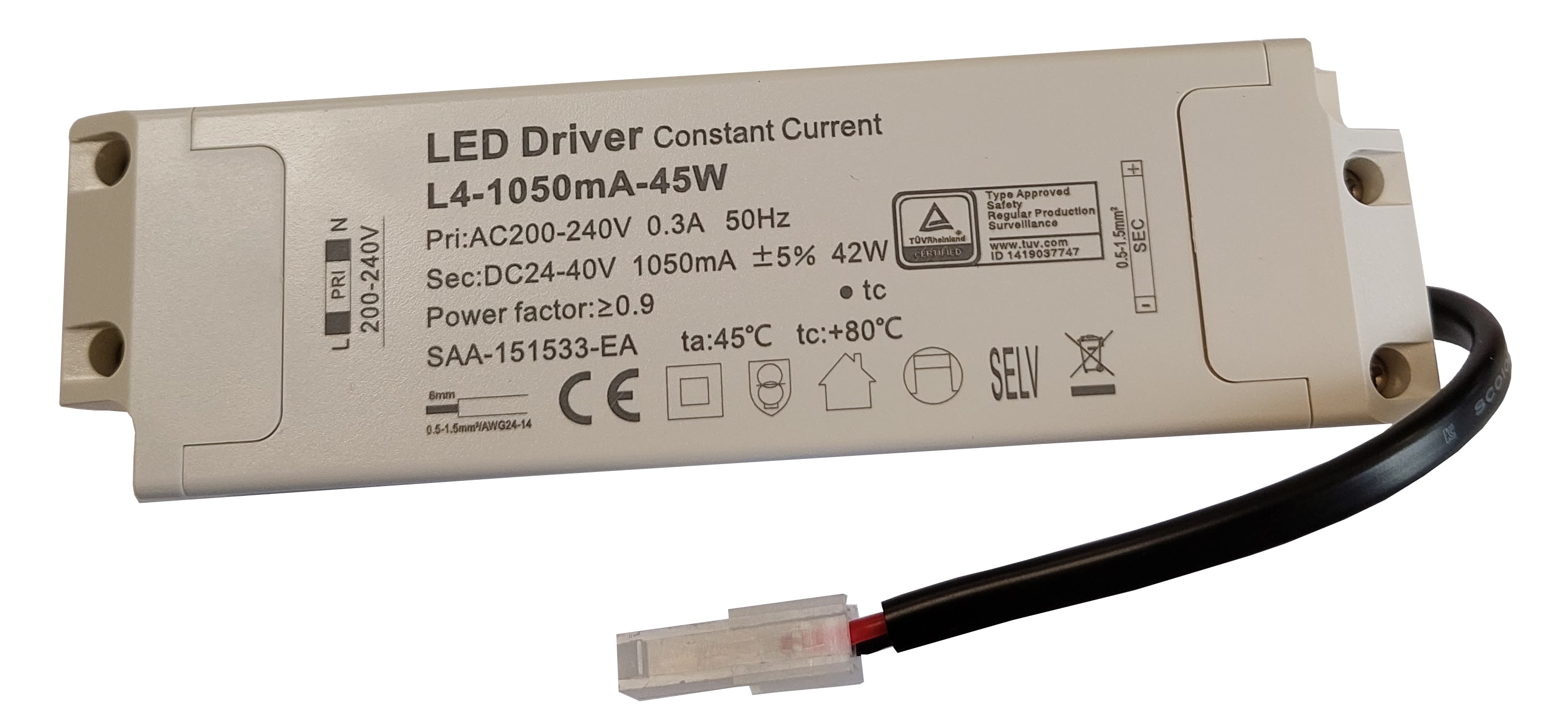 LED-Treiber 45Wnondimm, CC, 1050 mA