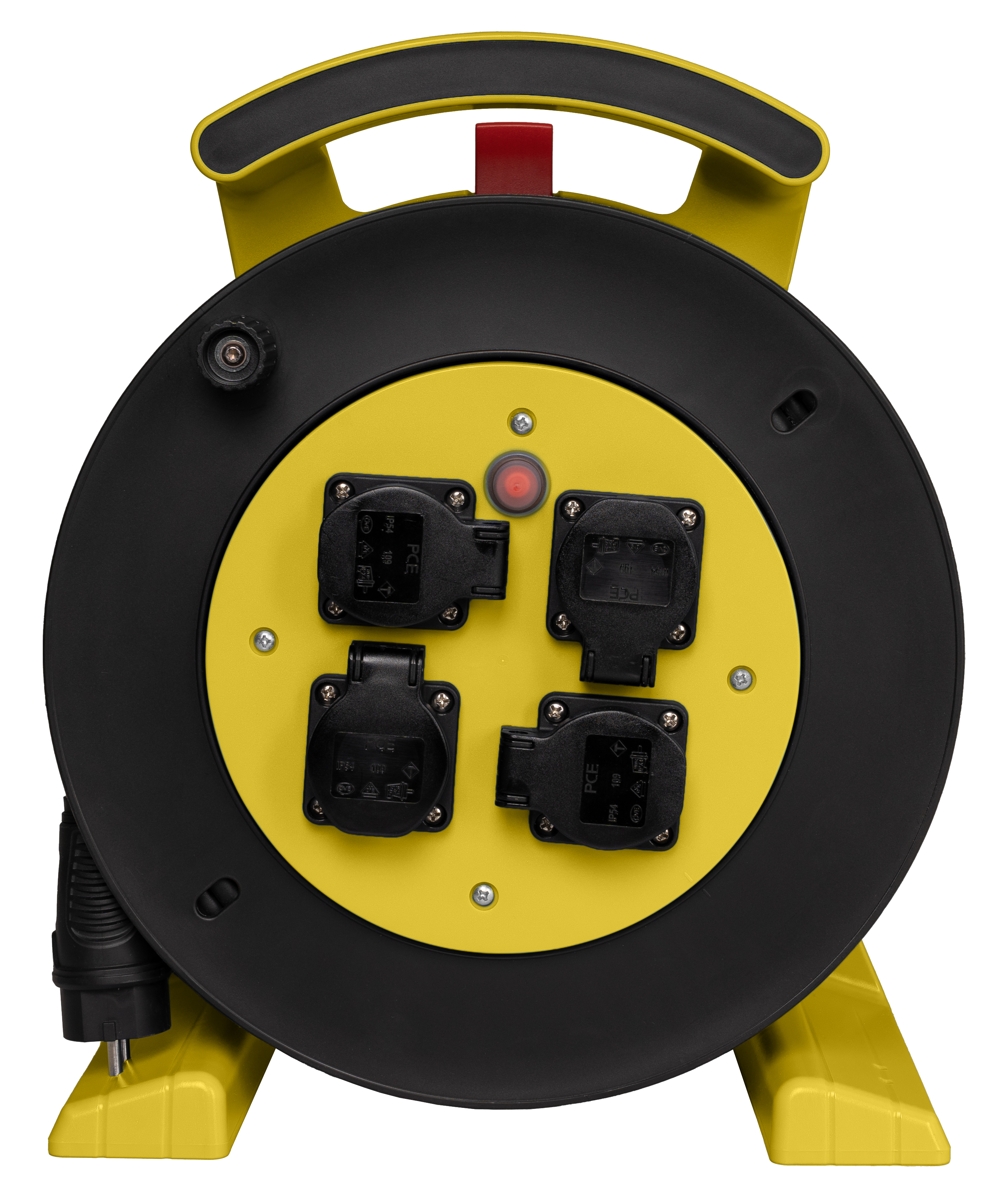 Kabeltrommel gelb-schwarz, 4 x Schutzkontakt-Steckdose, H07RN-F 3 G 1,5 mm², 40 m JUMBO L 2.0