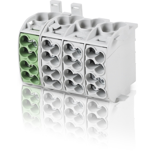 Hauptleitungs-Abzweigklemme 25 mm² 4-polig grau/ grün