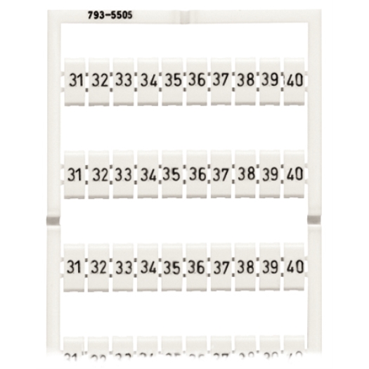 Beschriftungssystem für WAGO-Reihenklemmen 5 - 12 mm bedruckt 10 x 31 - 40