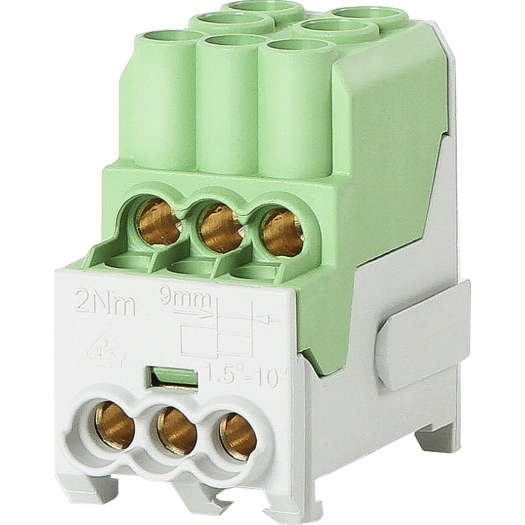 Hauptleitungs-Abzweigklemmen 25 mm² - N/PE farblich grün, gelb