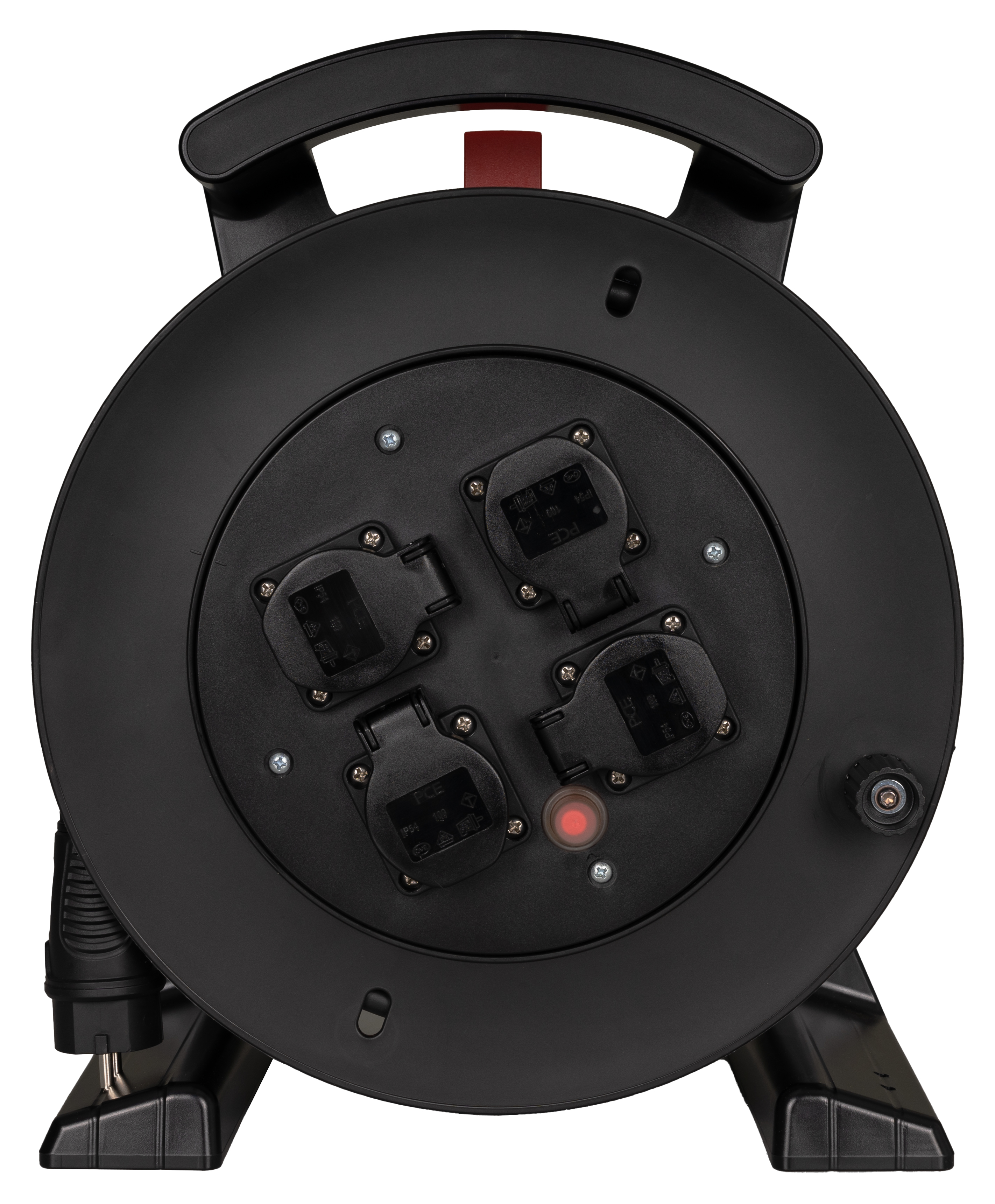 JUMBO Kabeltrommel 2.0 in schwarz, 4x Schutzkontakt-Steckdose, H07BQ-F 3G2,5 mm², 40 m
