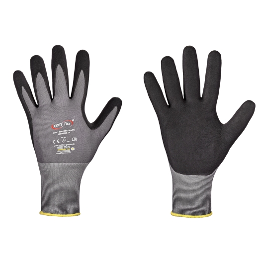 Handschuhe Optimate, Optiflex, Gr. 09, Polyamid, grau/schwarz